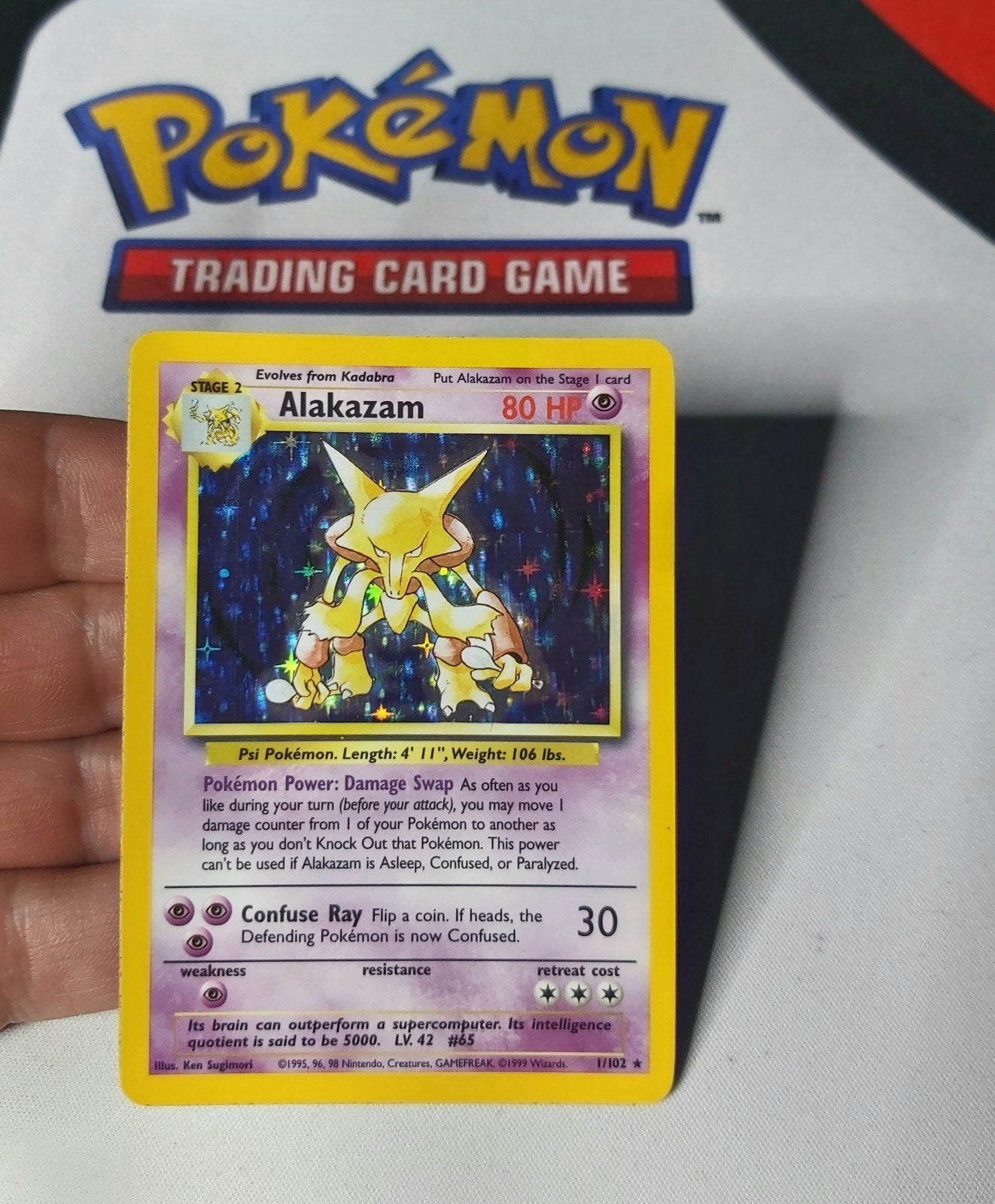 Alakazam Holo Rare, Base Set 1999, Ophalen of Verzenden, Zo goed als nieuw, Losse kaart, Foil