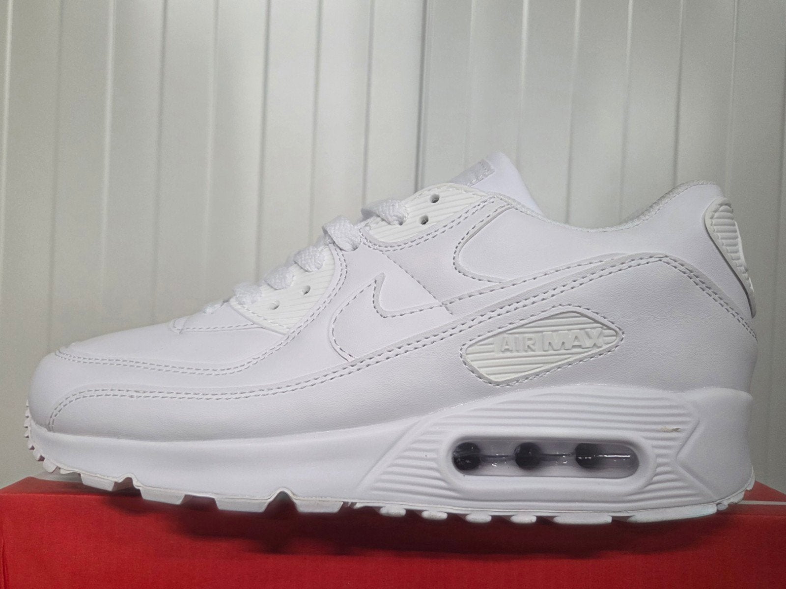 Nike air max 90 Wit Vol Leer Maten 42 43 44 45 47, Ophalen of Verzenden, Nieuw, Wit, Sneakers of Gympen