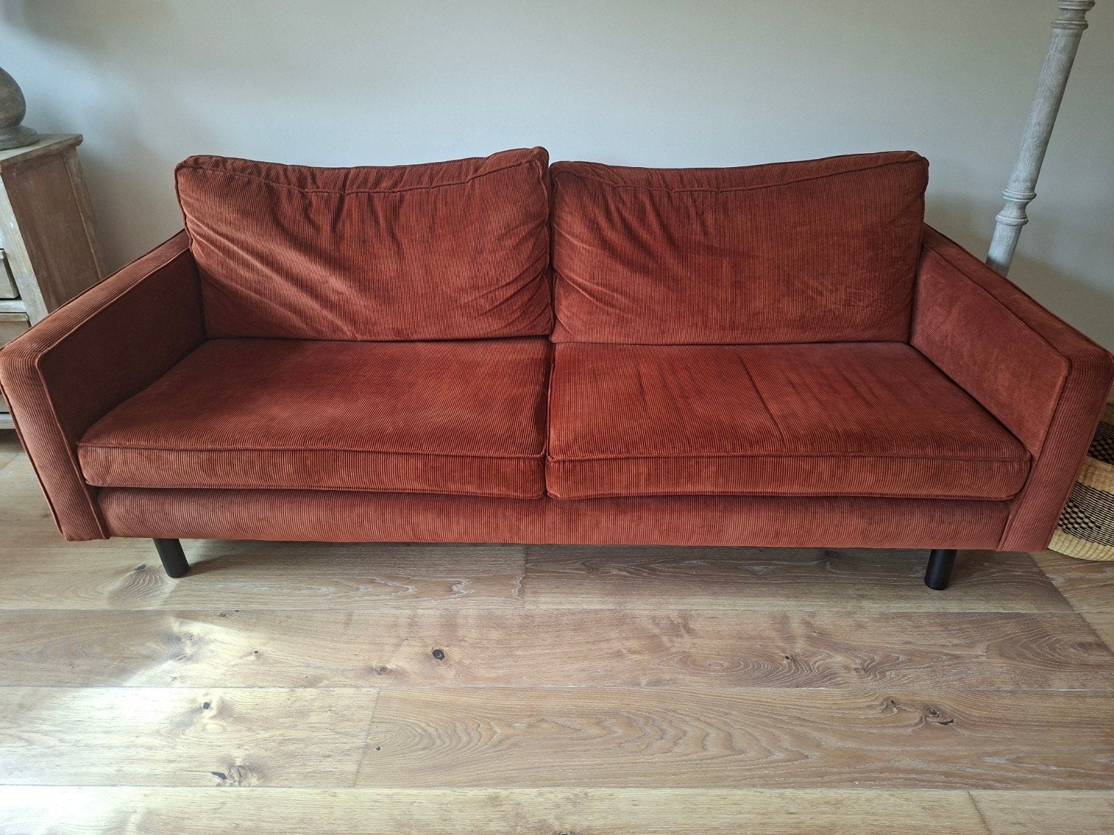 Comfortabele ribfluwelen bank., Ophalen, Driepersoons, 75 tot 100 cm, Zo goed als nieuw
