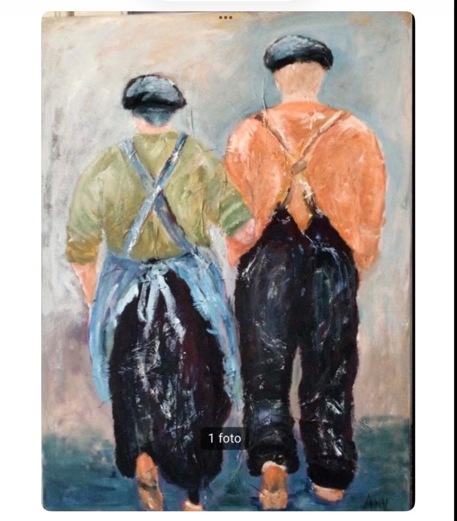 Aan de wandel olieverf, Antiek en Kunst, Kunst | Schilderijen | Klassiek, Ophalen