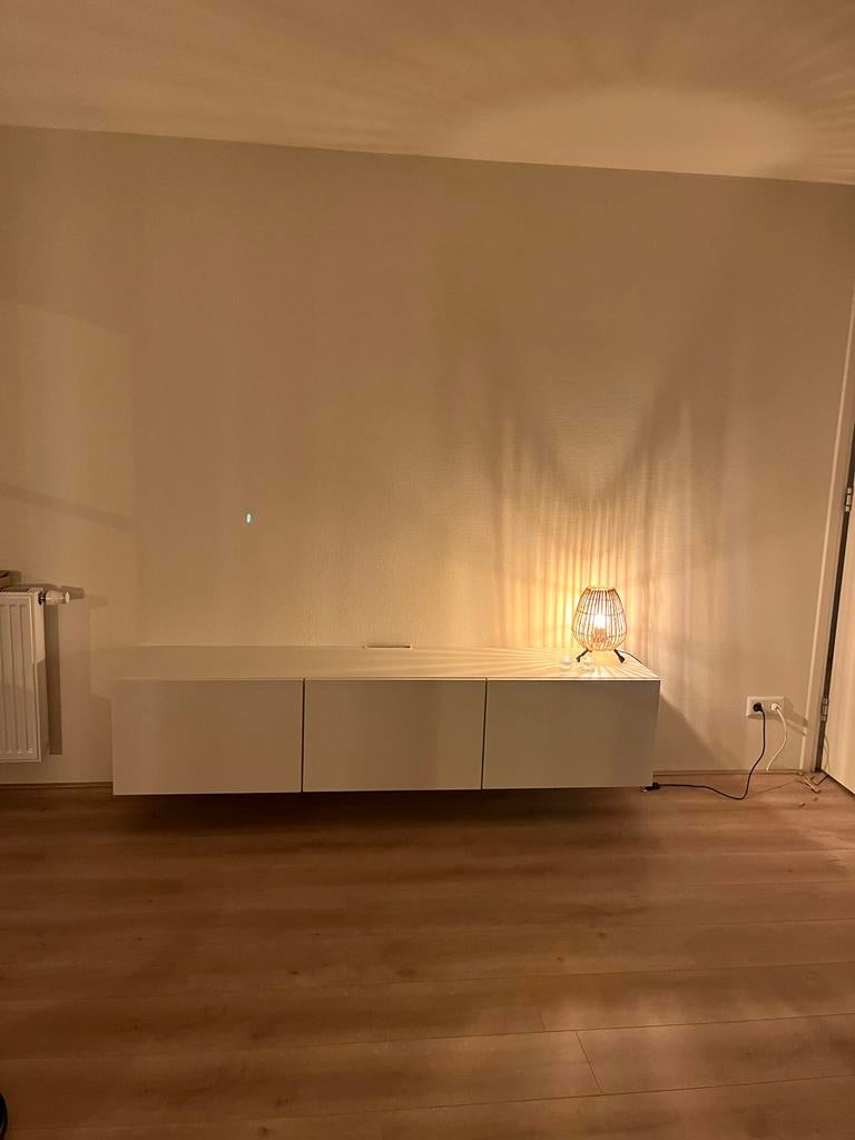 Modern wit zwevend tv-meubel, Ophalen, Overige materialen, 150 tot 200 cm, Zo goed als nieuw