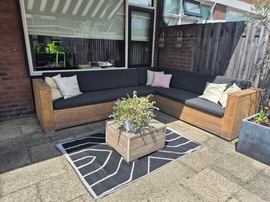 Prachtige loungebank van Dutchwood 200x300, Ophalen, Steigerhout, Zo goed als nieuw, Loungeset