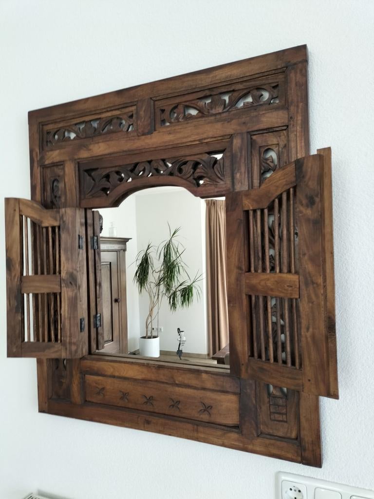 Spiegel hout met luik., Ophalen, Rechthoekig