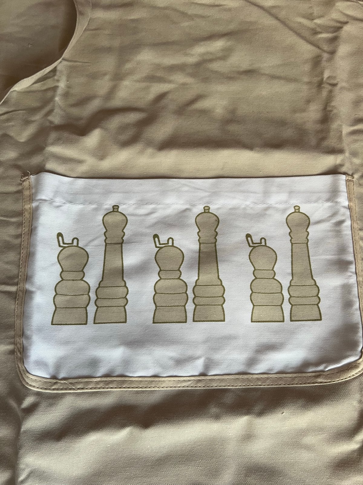 Schort met peper- en zoutmolen opdruk, Beige, Overige typen, Nieuw, Ophalen of Verzenden