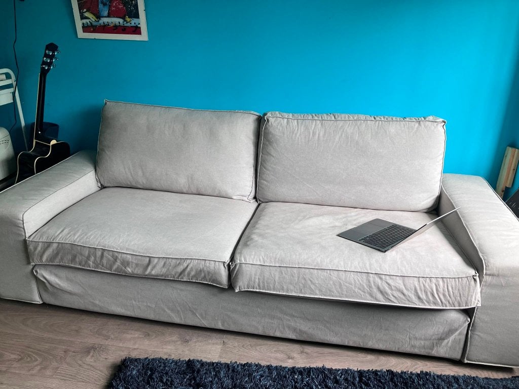Ikea KIVIK Tibbleby beige/grijs, Ophalen, Gebruikt, Tweepersoons, 75 tot 100 cm