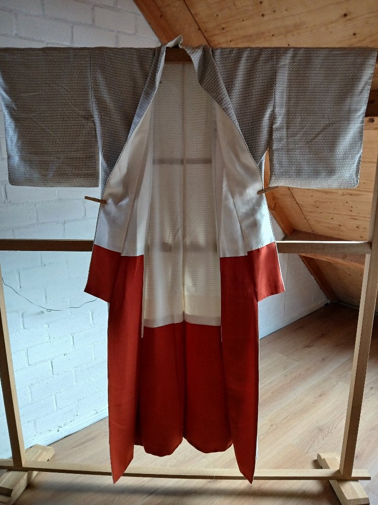 Traditionele Japanse Kimono white gray black, Ophalen of Verzenden