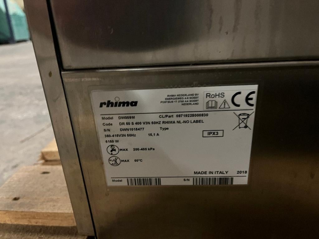 Rhima DR50T voorlader professionele vaatwasmachine, Ophalen, Gebruikt, Wassen en Drogen