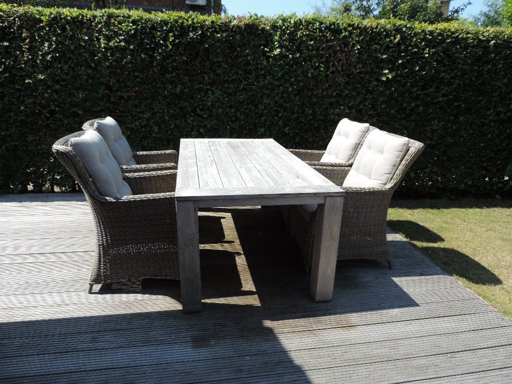 tuinset bestaande uit tafel, 4 stoelen inclusief kussens, Ophalen, 4 zitplaatsen, Gebruikt, Teakhout