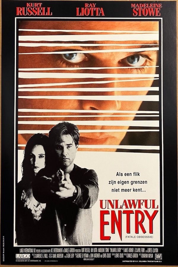 Unlawful Entry (1992) - Originele filmposter, Verzamelen, Ophalen of Verzenden, Zo goed als nieuw, A1 t/m A3, Film en Tv