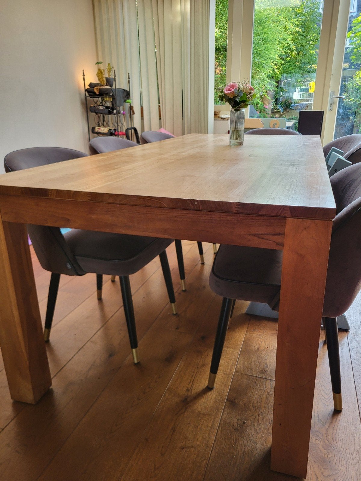 Houten eetkamertafel, Huis en Inrichting, Tafels | Eettafels, Ophalen, Gebruikt, 100 tot 150 cm, 200 cm of meer