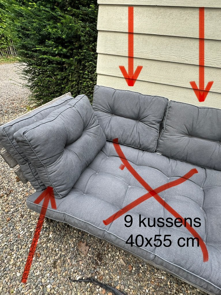Tuinkussens 9 stuks grijs, Tuin en Terras, Tuinmeubel-accessoires, Ophalen, Gebruikt