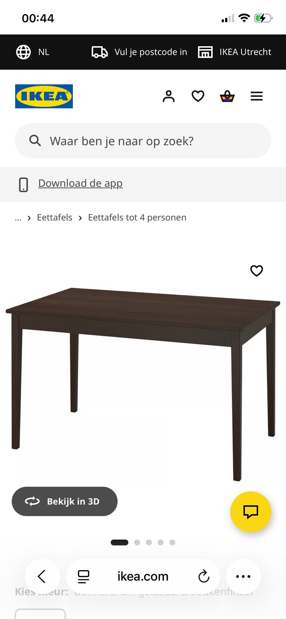 IKEA Uitschuifbare Eettafel - Donkerbruin, Ophalen, Gebruikt, 50 tot 100 cm, 150 tot 200 cm