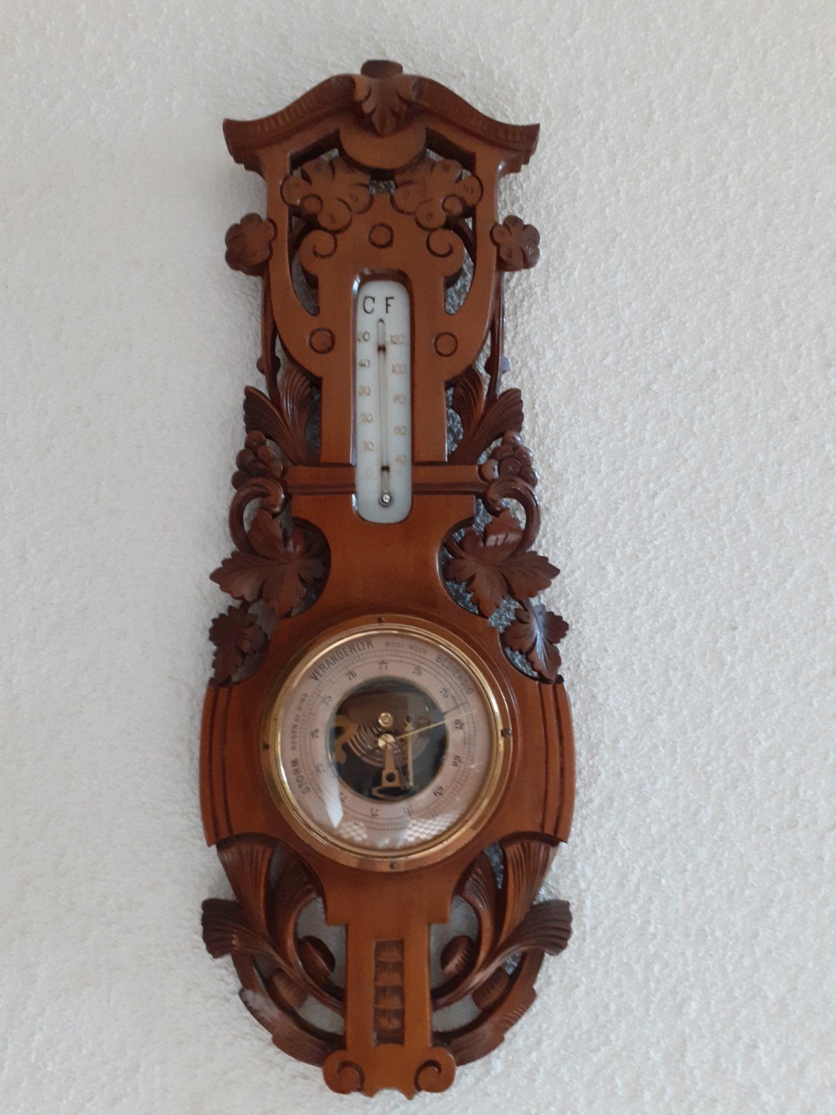 antieke weerstation, thermometer en hygrometer., Ophalen of Verzenden