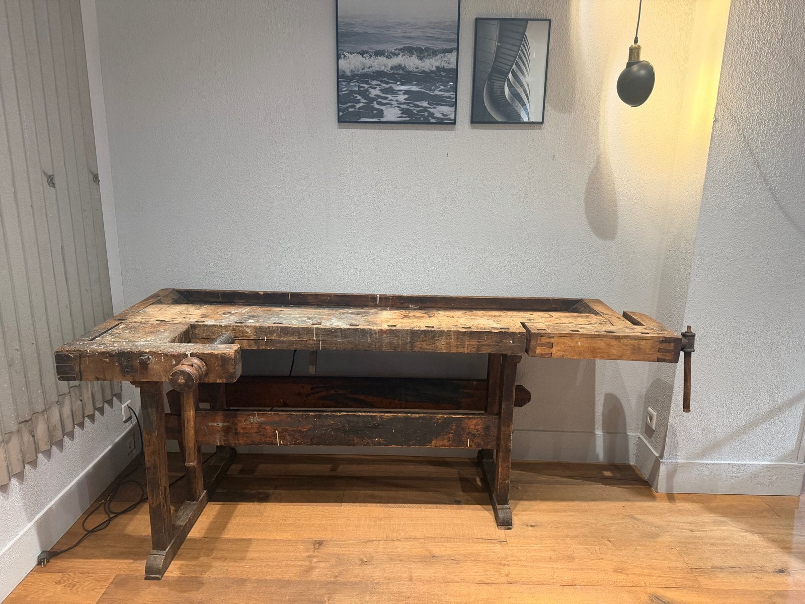 Authentieke Vintage Werkbank - 222x54x83 cm, Ophalen
