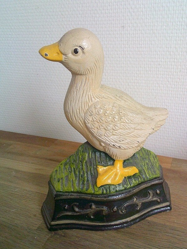 Vintage gietijzeren eend deurstop cottage style, Antiek en Kunst, Ophalen of Verzenden