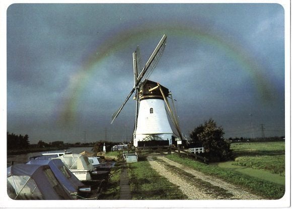 (ZH032) Ansichtkaart Alblasserdam Kortlandse Molen 1990, Ophalen of Verzenden, 1980 tot heden, Gelopen, Zuid-Holland