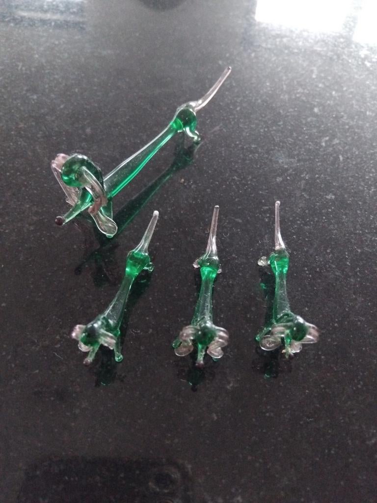 Murano glas hondjes teckel glaskunst set 4 stuks €50, Ophalen of Verzenden