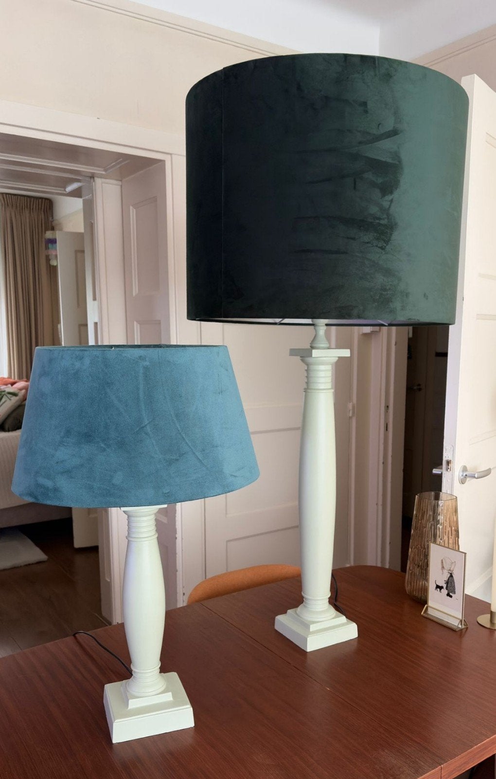 Mooie exclusieve groenen lampenset., Ophalen, Tafellamp