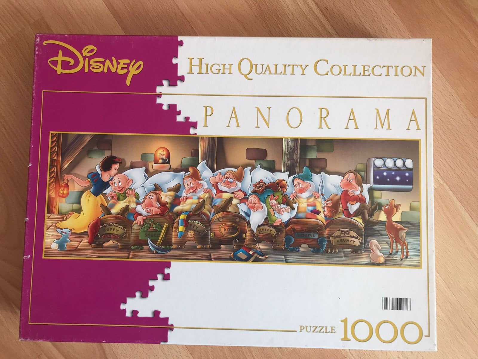 Disney panorama  legpuzzel van Sneeuwwitje & de 7 dwergen, Ophalen of Verzenden, 500 t/m 1500 stukjes, Gebruikt, Legpuzzel