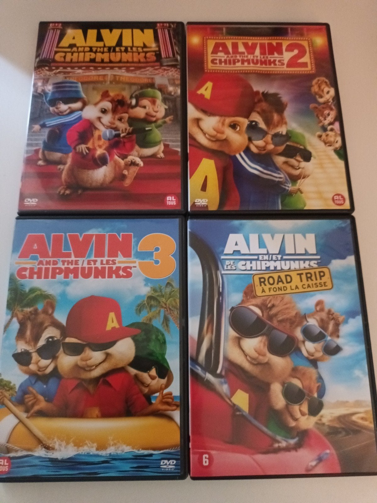 Dvd Alvin en de Chipmunks 1-4, Alle leeftijden, Ophalen of Verzenden, Zo goed als nieuw, Europees
