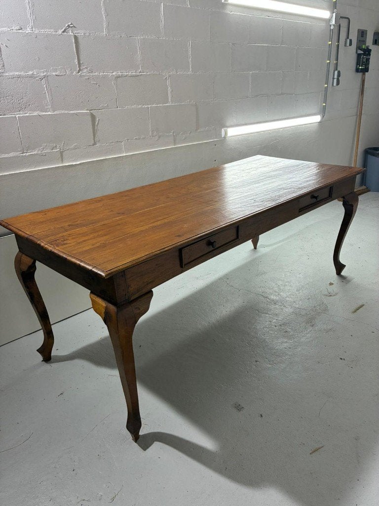 Antieke Queen Anne tafel — teakhout, met twee lades, Antiek en Kunst, Antiek | Meubels | Tafels, Ophalen