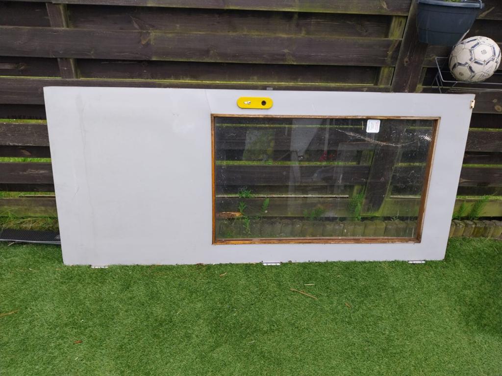 Gratis Buitendeur met Glas - 212x94 cm, Ophalen, Gebruikt, 80 tot 100 cm, Buitendeur