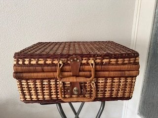 Rieten picknickmand voor 4 personen, Ophalen of Verzenden, Zo goed als nieuw
