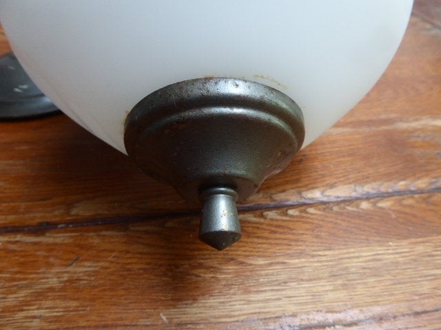 Vintage metalen hanglamp met opaline glas, Ophalen of Verzenden