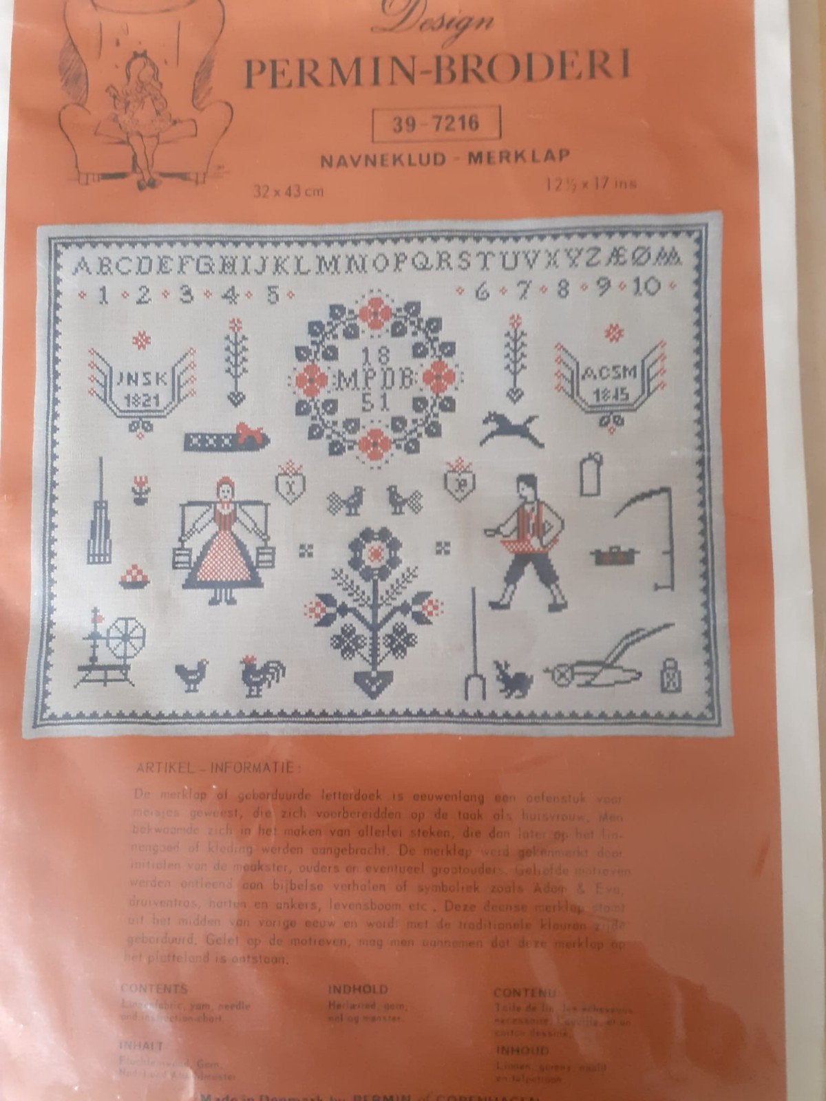 Borduurpakket Permin merklap 39-7216, Hobby en Vrije tijd, Borduren en Borduurmachines, Ophalen of Verzenden, Nieuw, Handborduren