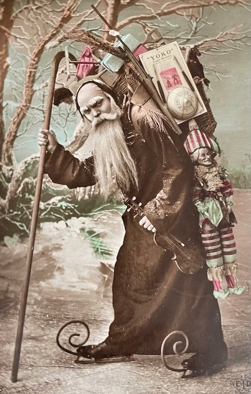 Kerstman op Schaatsen brengt cadeaus Pop Marionet 1912, Ophalen of Verzenden, Voor 1920, Gelopen, Overige thema's