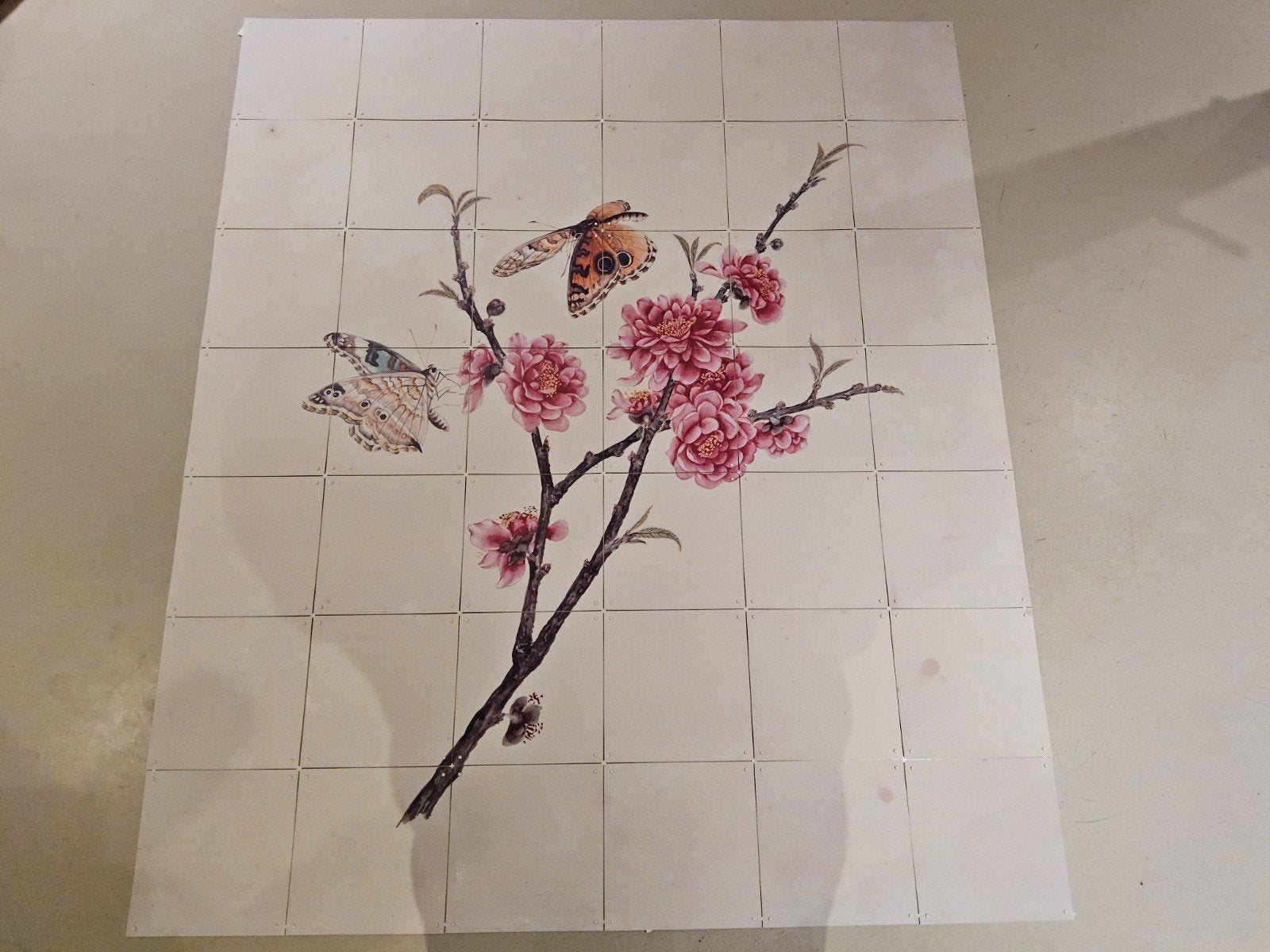 IXXI Wanddecoratie Bloemen & Vlinder - 140x120cm, Ophalen, Gebruikt, Meerkleurig, Wandbord of Wandpaneel