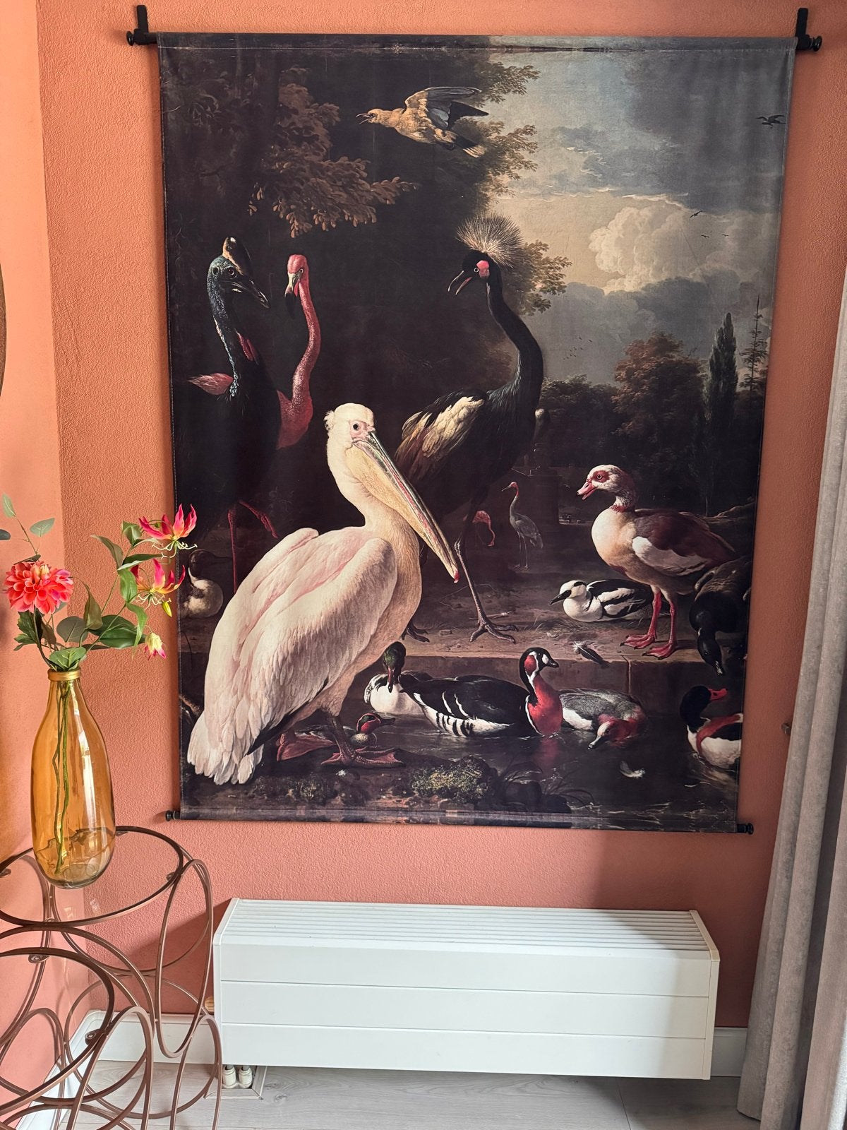Wandkleed Melchior d'Hondecoeter Pelikaan en Gevogelte, Ophalen, Meerkleurig, Klassiek, Zo goed als nieuw