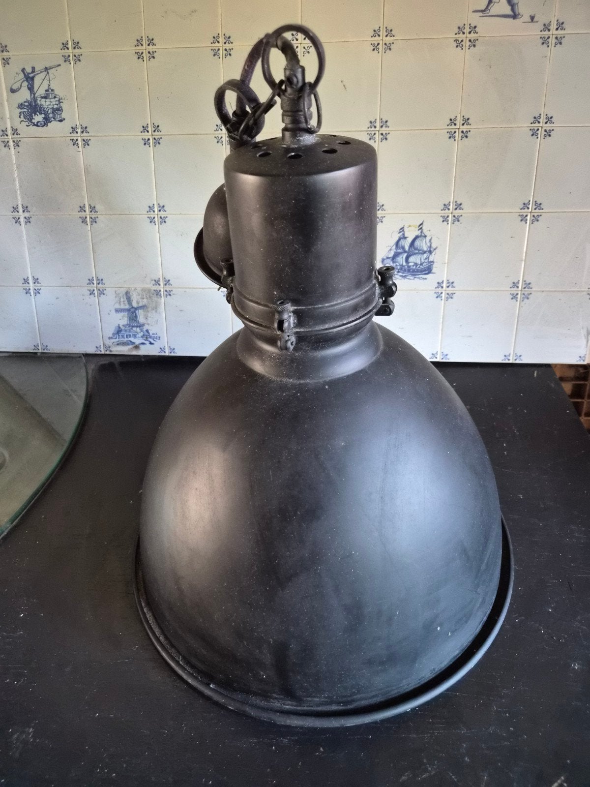 Vintage Industriële Hanglamp - Zwart, Ophalen of Verzenden
