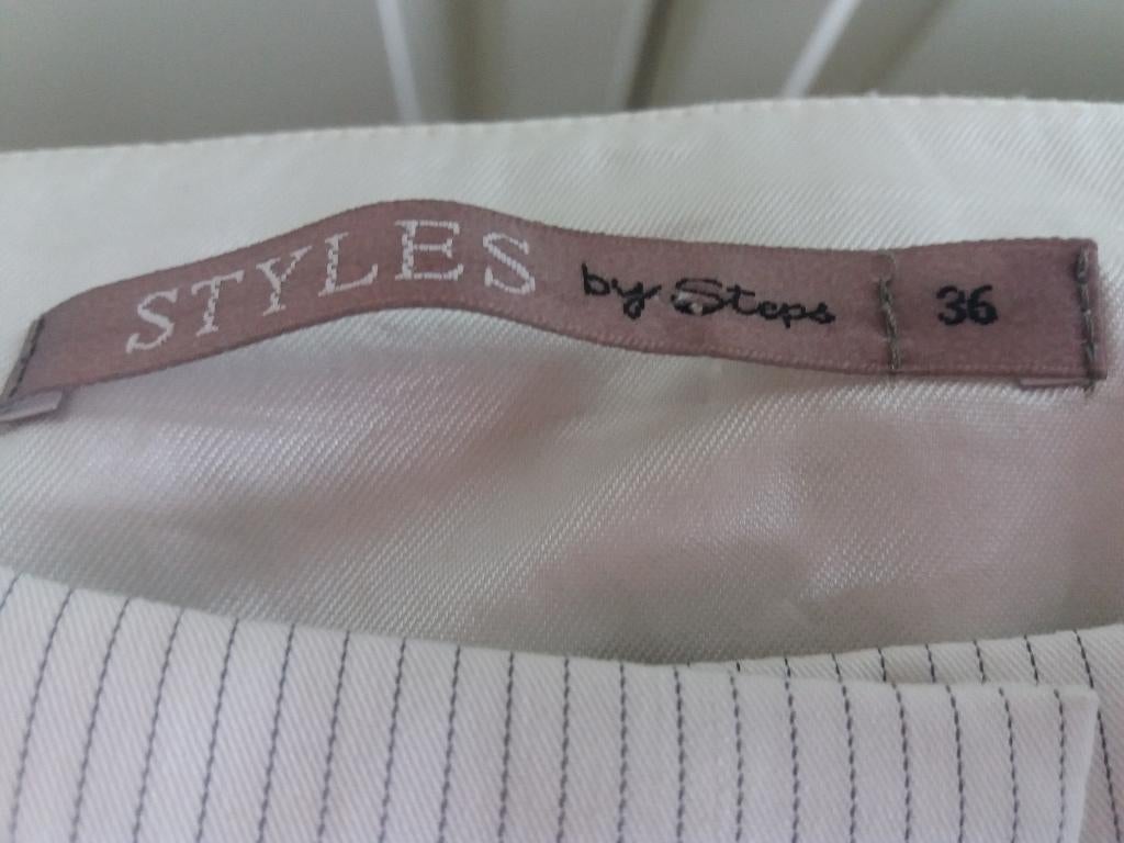 Broek Pantalon Steps 36 Creme Wit Antraciet streep ( Jool ), Kleding | Dames, Verzenden, Wit, Zo goed als nieuw, Steps