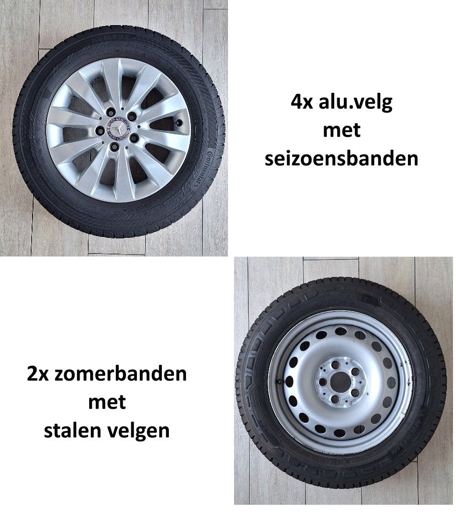 Set Velgen + banden Continental Michelin Vito 447 V-klasse, Ophalen, 16 inch, Banden en Velgen, 205 mm