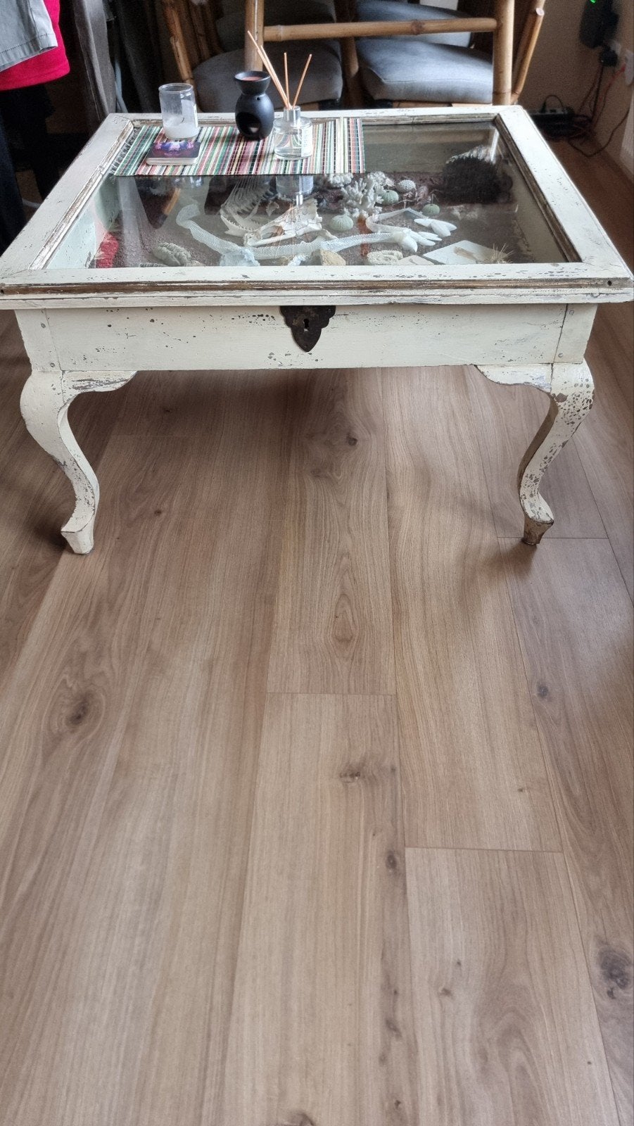 brocante salon tafel 90x90 cm, Huis en Inrichting, Ophalen, 100 tot 150 cm, 50 tot 100 cm, Glas