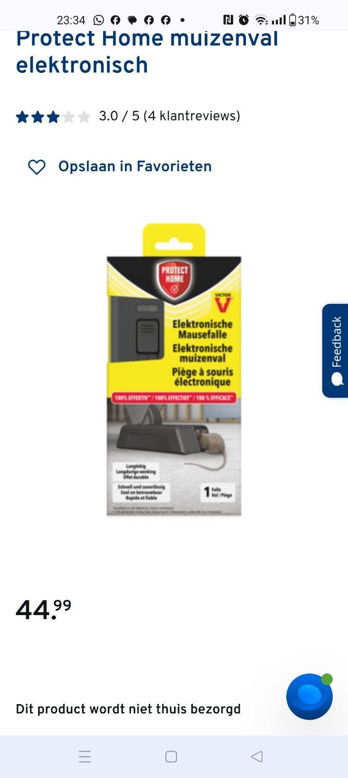 Protect Home Elektronische Muizenval - Effectief & Duurzaam, Ophalen of Verzenden, Nieuw