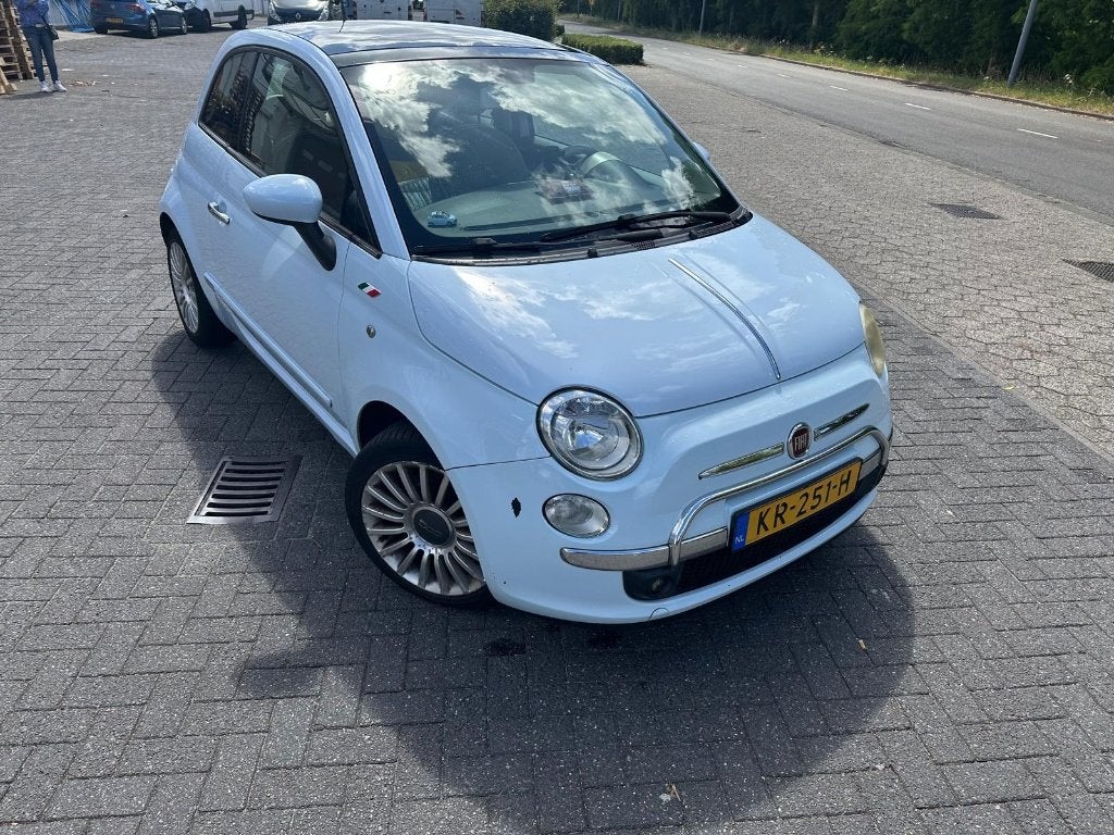 Fiat 500 1.2 Lounge-2008 Lichtblauw, Voorwielaandrijving, 1242 cc, 4 cilinders, 840 kg