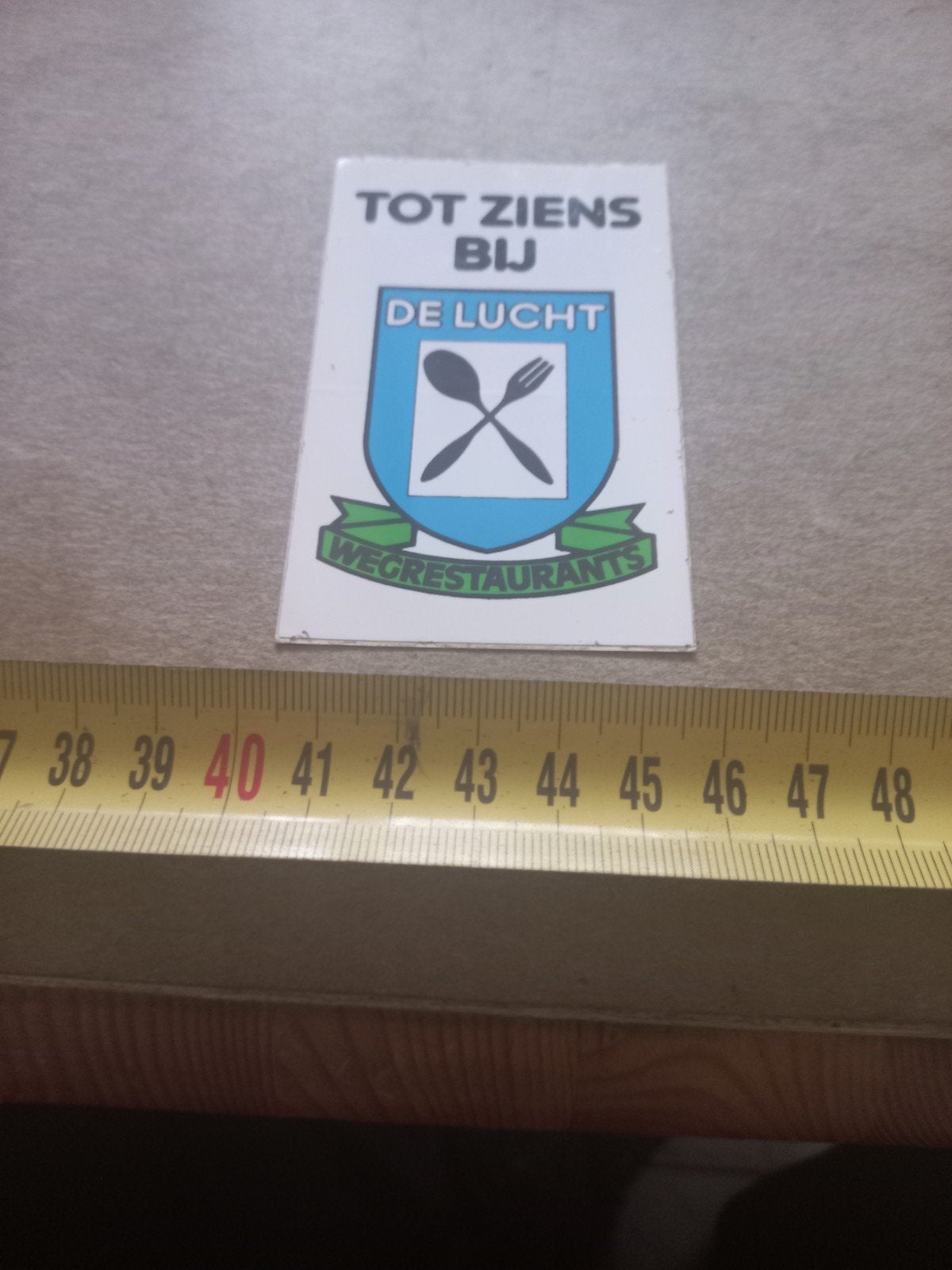 Vintage sticker 'Tot ziens bij De Lucht Wegrestaurants', Ophalen of Verzenden