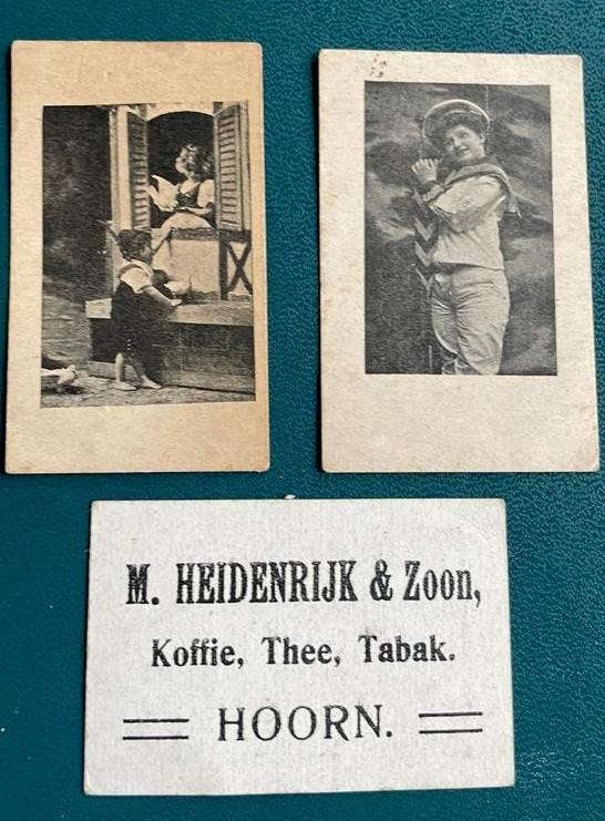 Antieke reclame kaartjes (3) M. Heidenrijk & Zoon Hoorn 1920, Verzamelen, Merken en Reclamevoorwerpen, Gebruikt, Reclamebord, Ophalen of Verzenden