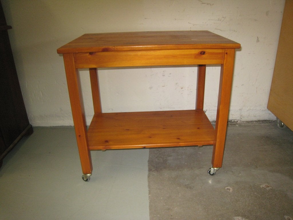 Vintage grenen trolley/theetafel, hoog 66, breed 70, diep 50, Huis en Inrichting, Tafelonderdelen, Niet ingevuld, Gebruikt, Niet ingevuld