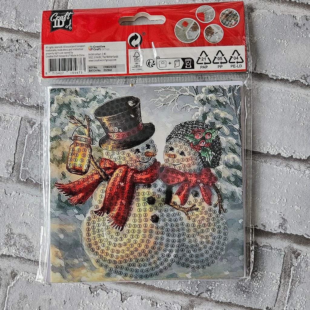 Diamond painting kerstkaarten Kerstboom en sneeuwpop Zelf ma, Hobby en Vrije tijd, D, Nieuw, Ophalen of Verzenden, D