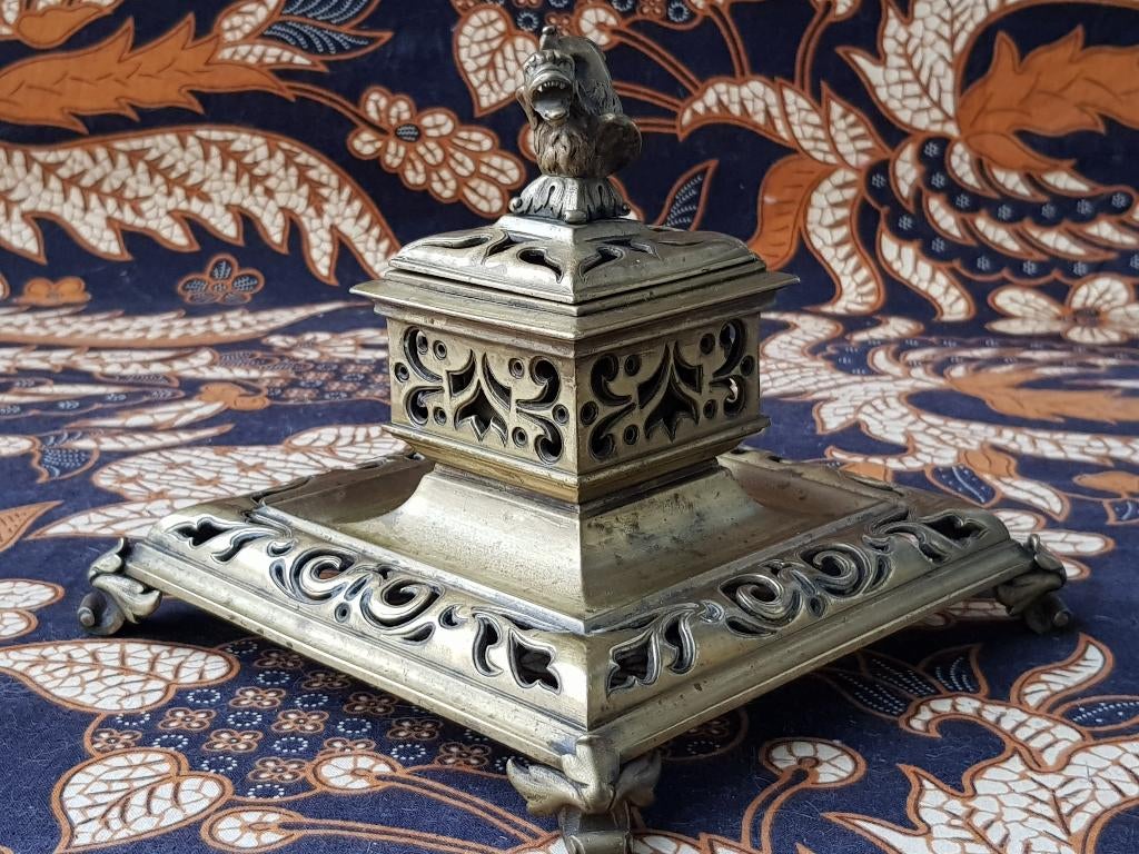 Mooie grote antieke inktpot uit Engeland 15 cm. uit 1850., Ophalen of Verzenden, Koper