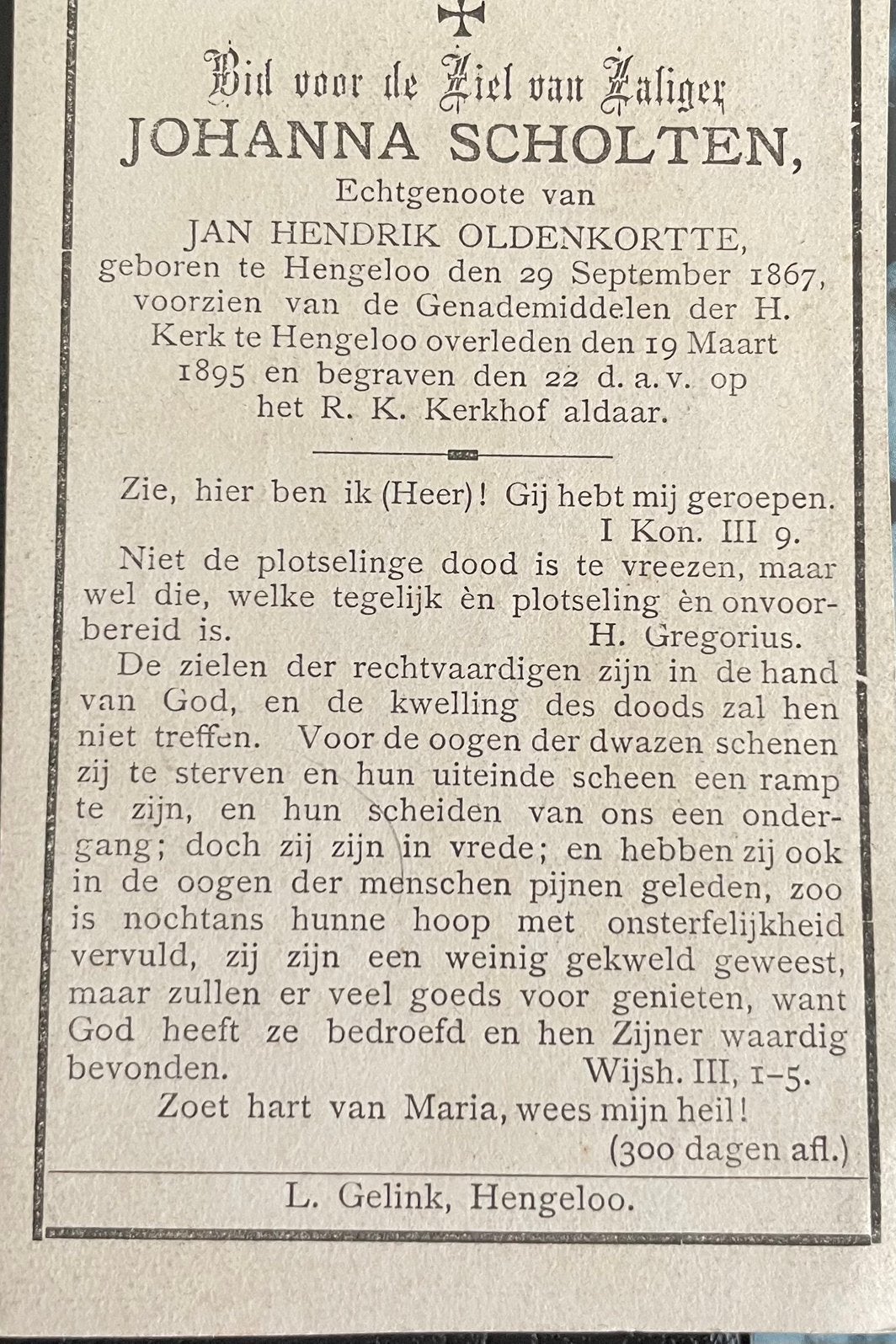 Johanna Scholten 1867 Hengelo, Ophalen of Verzenden
