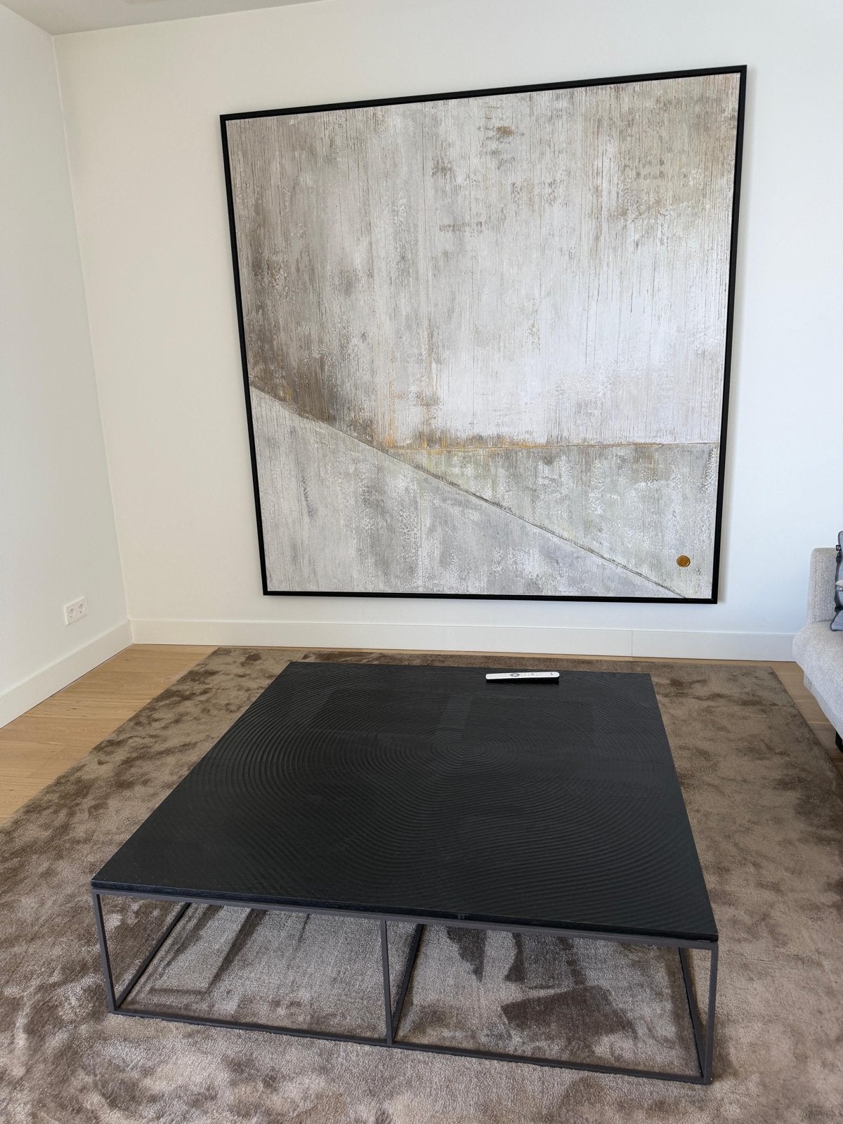 Linteloo Log design salontafel 120x120x32 zwart, Gebruikt, Vierkant, 5 – 50, Ophalen