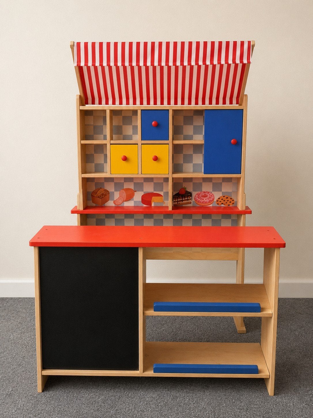 Houten Speelgoed Winkelkraam met Luifel en Accessoires, Ophalen, Gebruikt, Jongen of Meisje