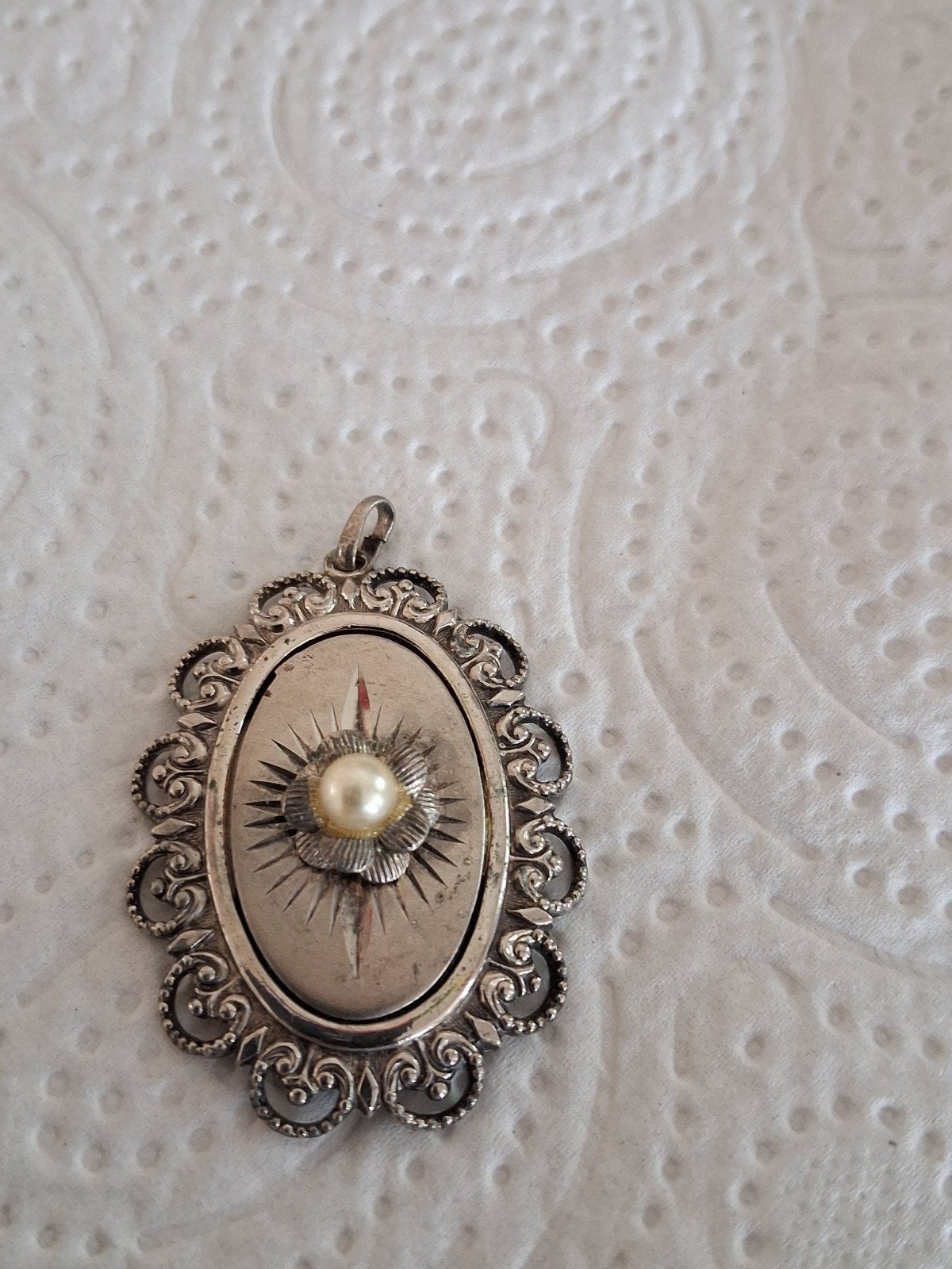 Victoriaanse zilveren  hanger met parel, Ophalen of Verzenden, Zilver, Hanger