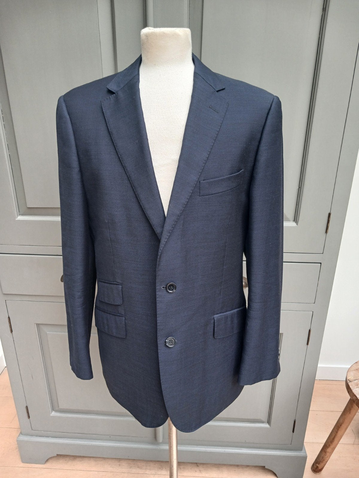 Maat 50, 100% wol Thomas Henderson jasje blauw, Ophalen of Verzenden, Zo goed als nieuw, Maat 48/50 (M), Blauw