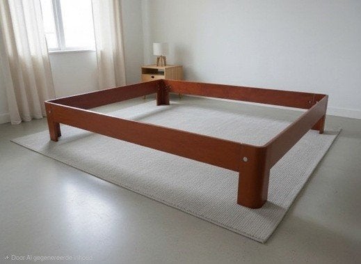 Auping Auronde 180x200 Kersen Ombouw (zonder spiralen), Ophalen, Gebruikt, Bruin, Tweepersoons