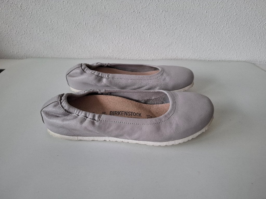  * Birkenstock Celina MAAT 38 leren licht grijze instappers, Verzenden, Sandalen of Muiltjes, Zo goed als nieuw, Grijs